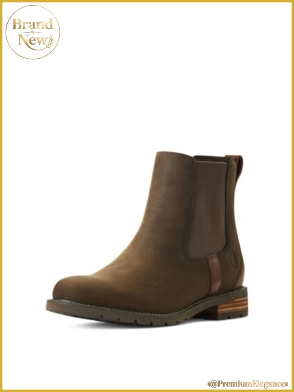 Waterproof Leather Chelsea Ankle Boots Round Toe Block Heel Casual